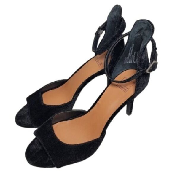 14th Union Black Velvet Open Toe Heels Sz 8M - Picture 5 of 9
